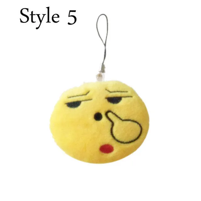 Cute Emoji Emotion Soft Stuffed Plush Yellow Toy Keyring Fob Cushions bag decoration bag accessories