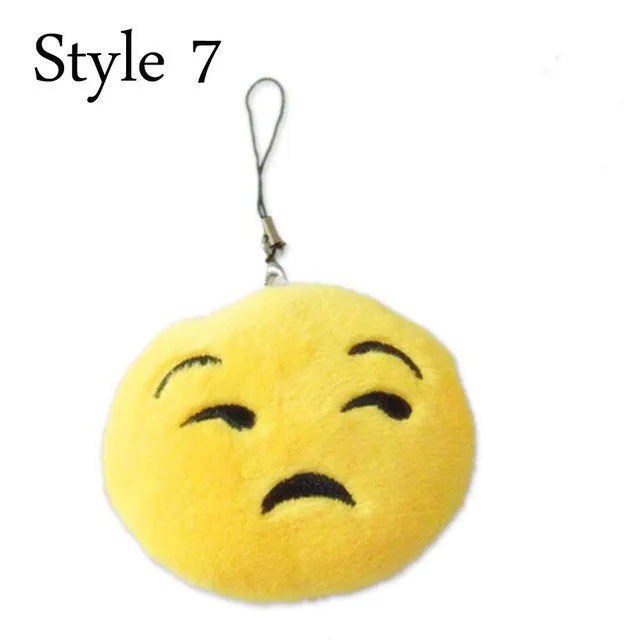 Cute Emoji Emotion Soft Stuffed Plush Yellow Toy Keyring Fob Cushions bag decoration bag accessories