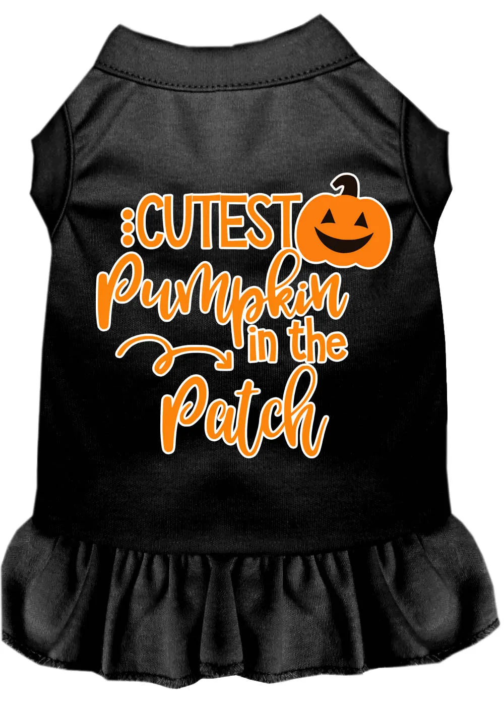 Cutest Pumpkin In The Patch Screen Print Dog Dress Black Xs