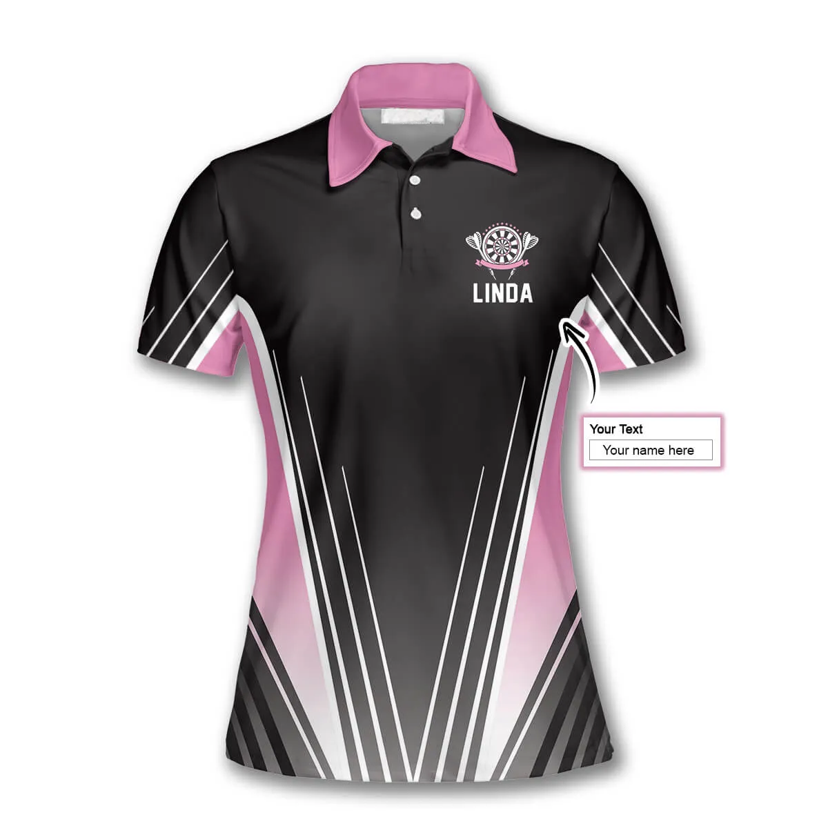 Dart Queen Black Pink Custom Darts Shirts for Women, Gift for Dart Player