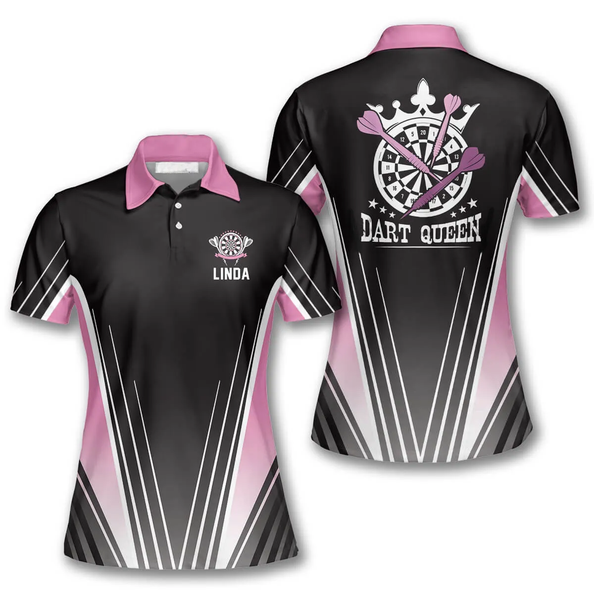 Dart Queen Black Pink Custom Darts Shirts for Women, Gift for Dart Player