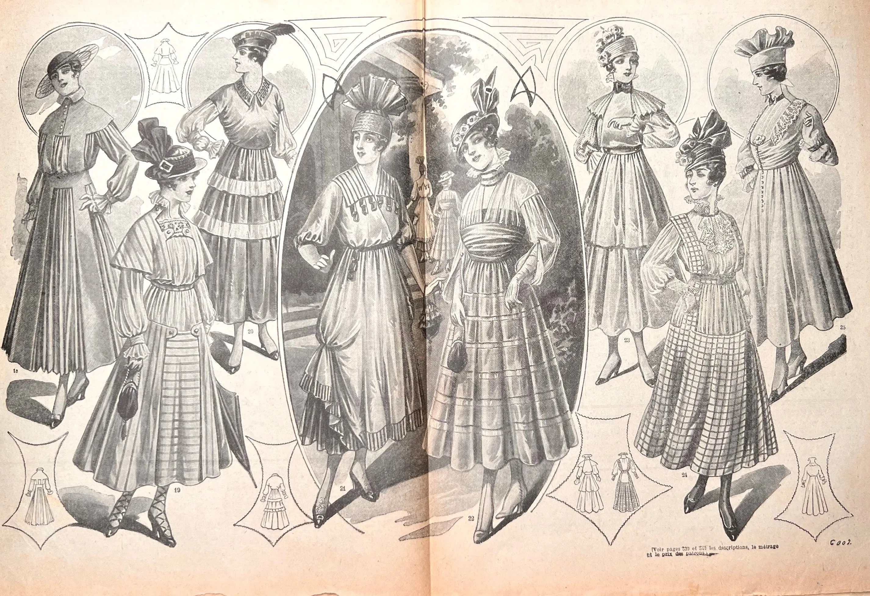 Delightful Little Girls Hats, Extraordinary Women's Hats, Fashion and Crafts in June 1916 French Magazine La Mode. Issue No.23