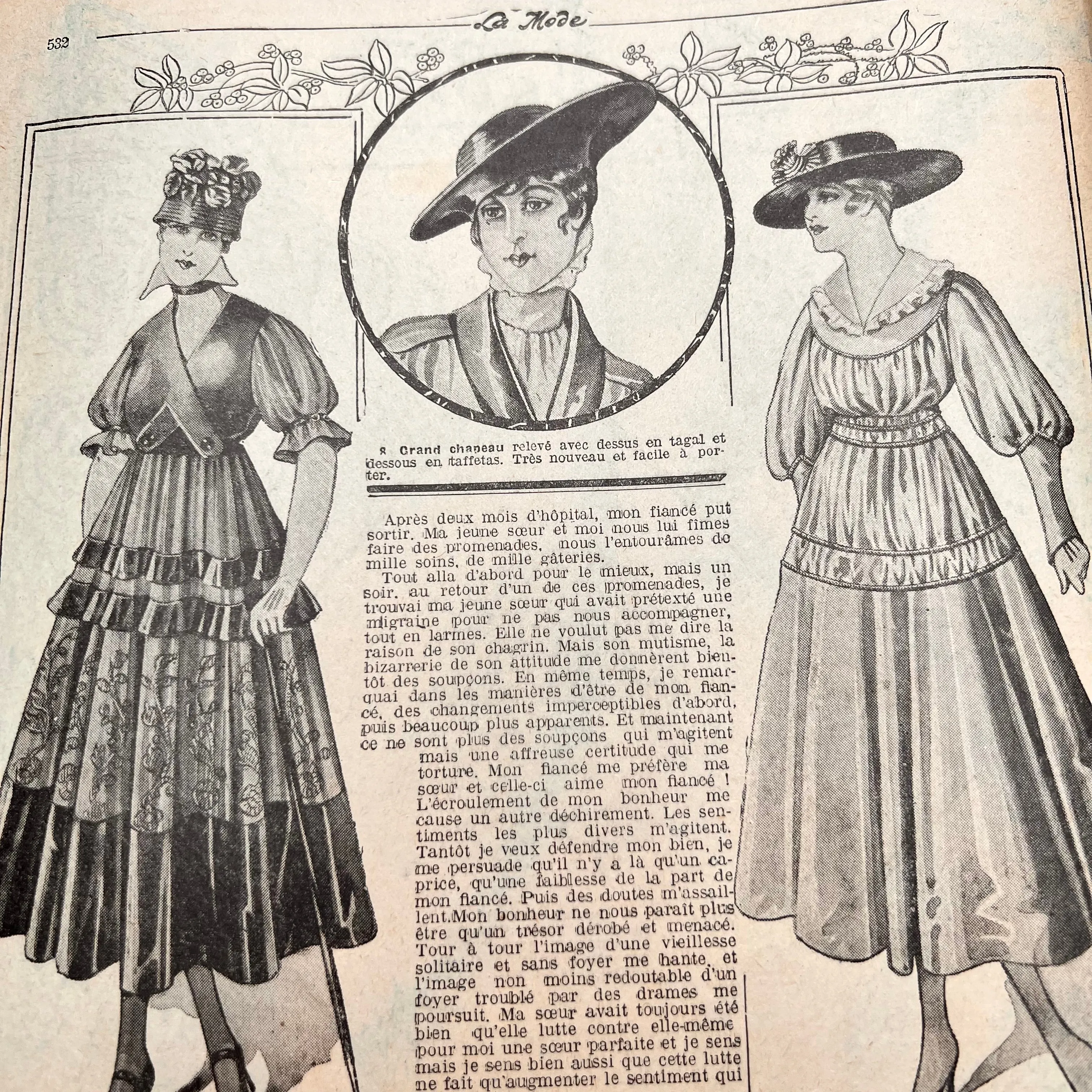 Delightful Little Girls Hats, Extraordinary Women's Hats, Fashion and Crafts in June 1916 French Magazine La Mode. Issue No.23