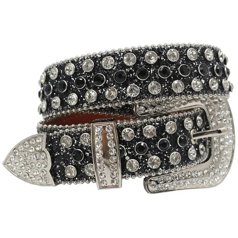 Diamond Rhinestone Belts Fashion Crystal Studded Pin Buckle Belt