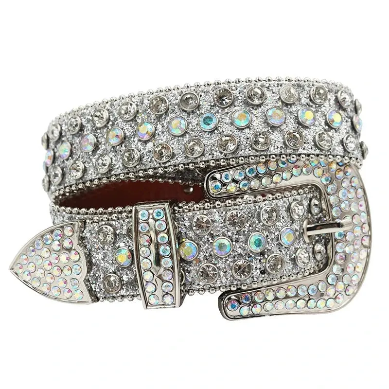 Diamond Rhinestone Belts Fashion Crystal Studded Pin Buckle Belt