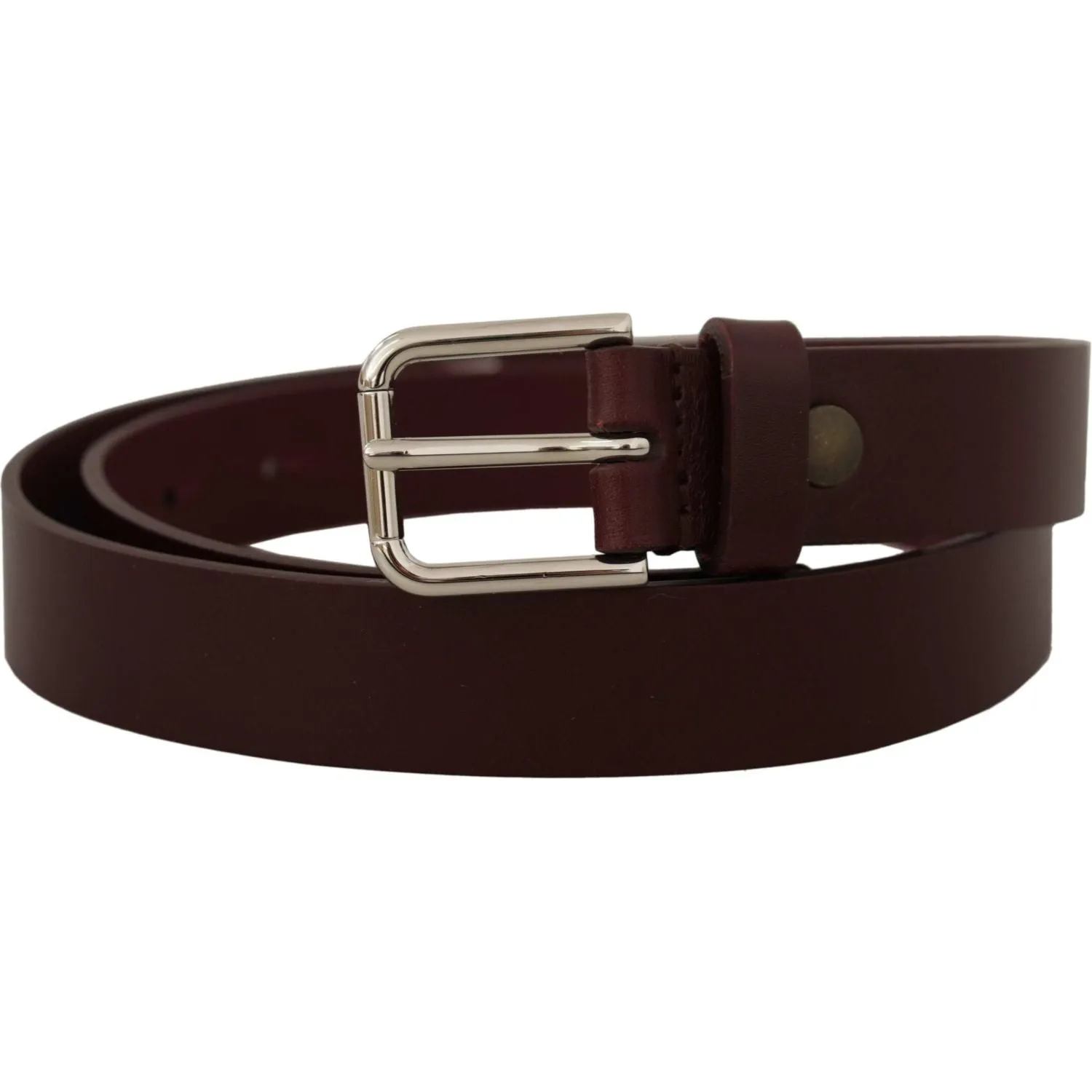 Dolce & Gabbana Elegant Maroon Leather Belt with Logo Buckle