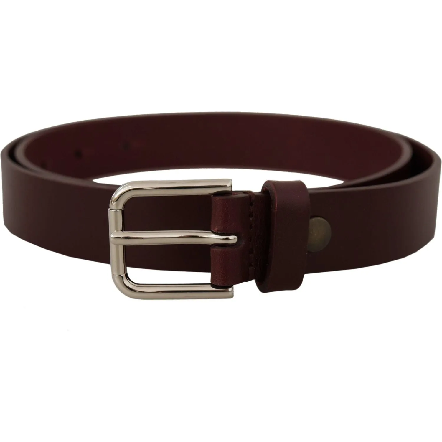 Dolce & Gabbana Elegant Maroon Leather Belt with Logo Buckle