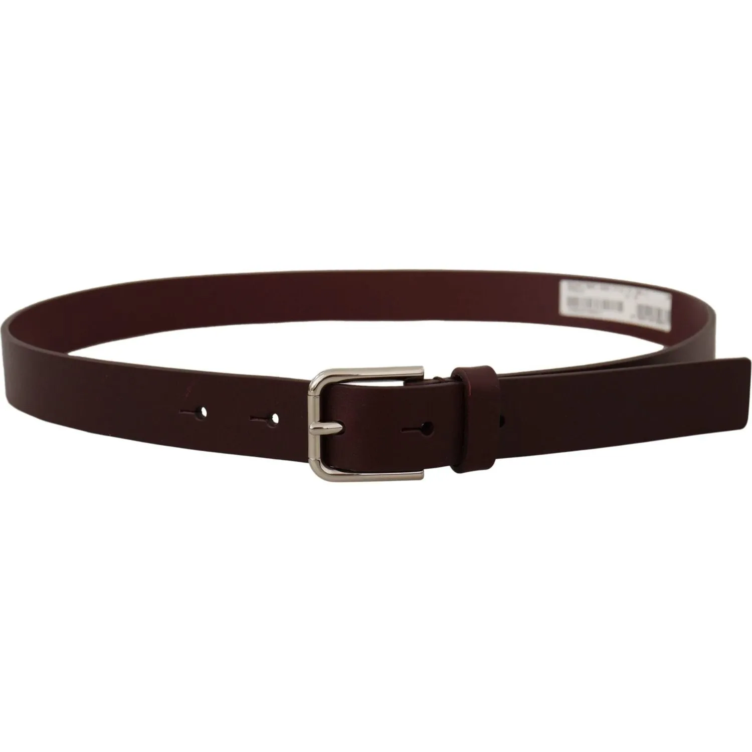 Dolce & Gabbana Elegant Maroon Leather Belt with Logo Buckle