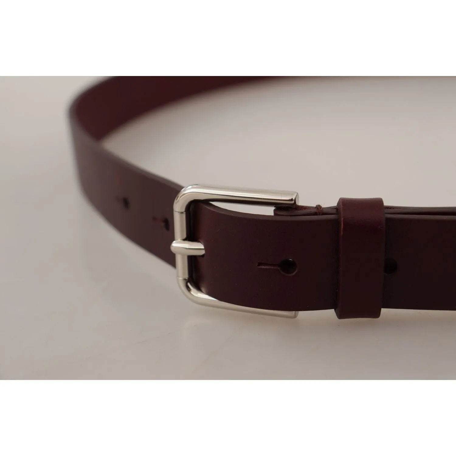 Dolce & Gabbana Elegant Maroon Leather Belt with Logo Buckle