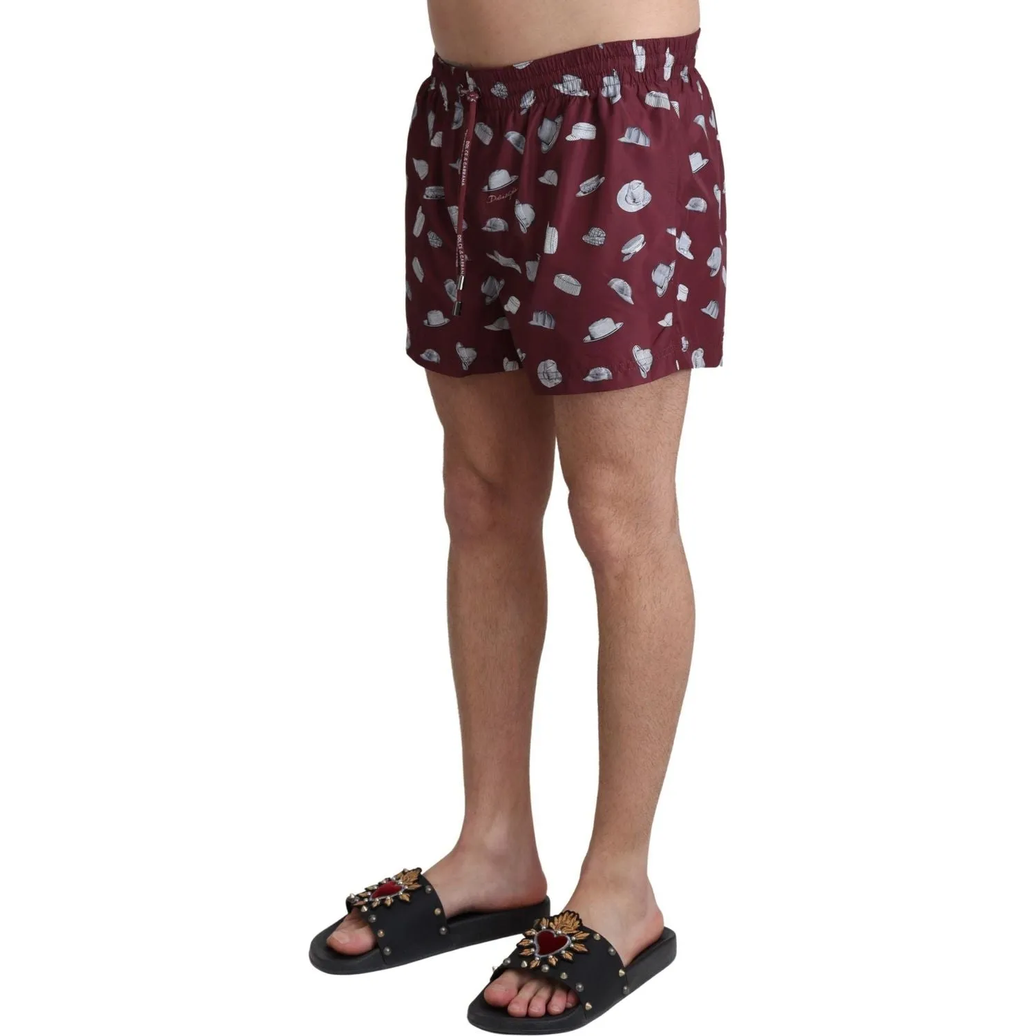 Dolce & Gabbana Maroon Elegance Men's Swimming Trunks