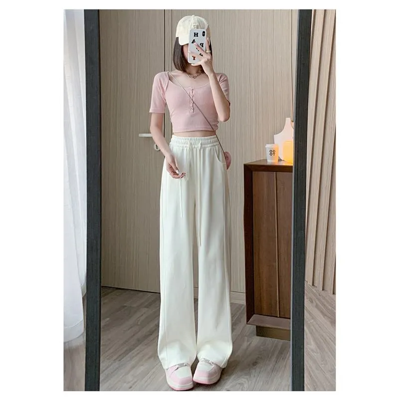 Draping Floor-Length Loose Fit Sports Street Style Pants