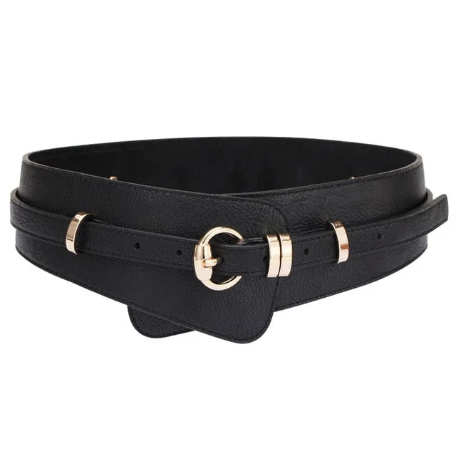 Fashion PU Leather Wide Waist Dress Belt