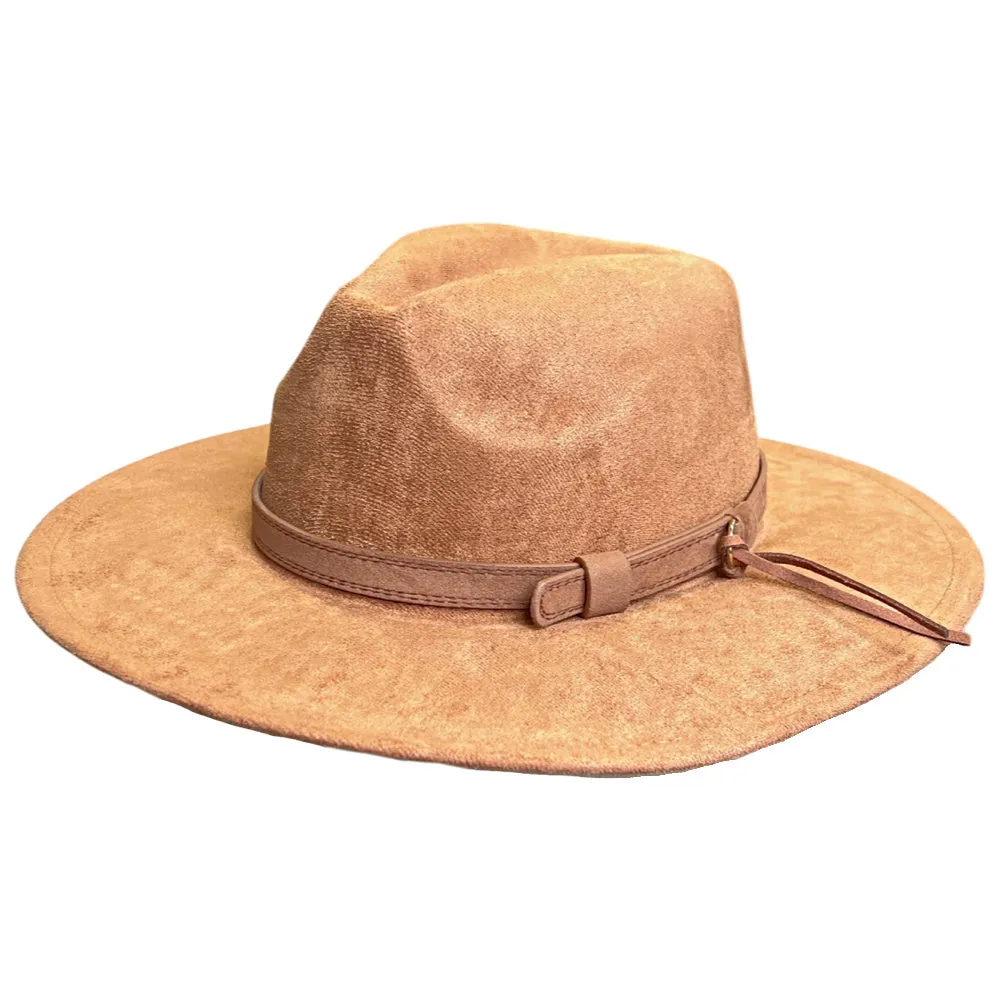 Faux Suede Hat - Camel