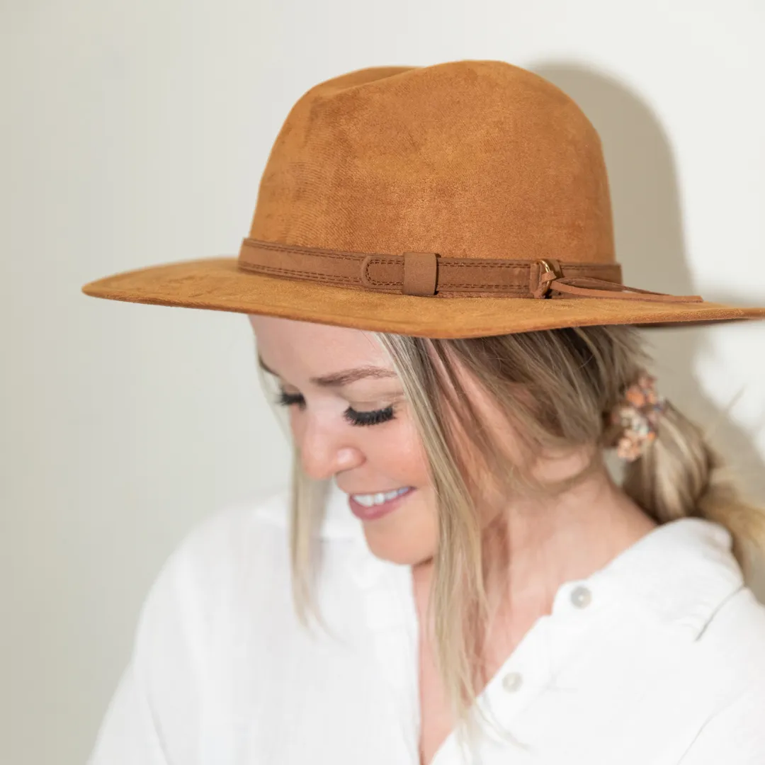 Faux Suede Hat - Camel