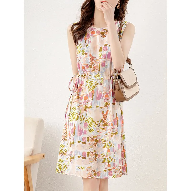 Floral Print Chic Slim-Fit Slimming Sleeveless Dress