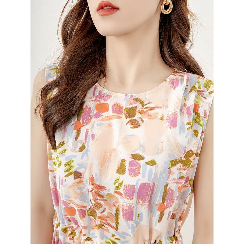 Floral Print Chic Slim-Fit Slimming Sleeveless Dress