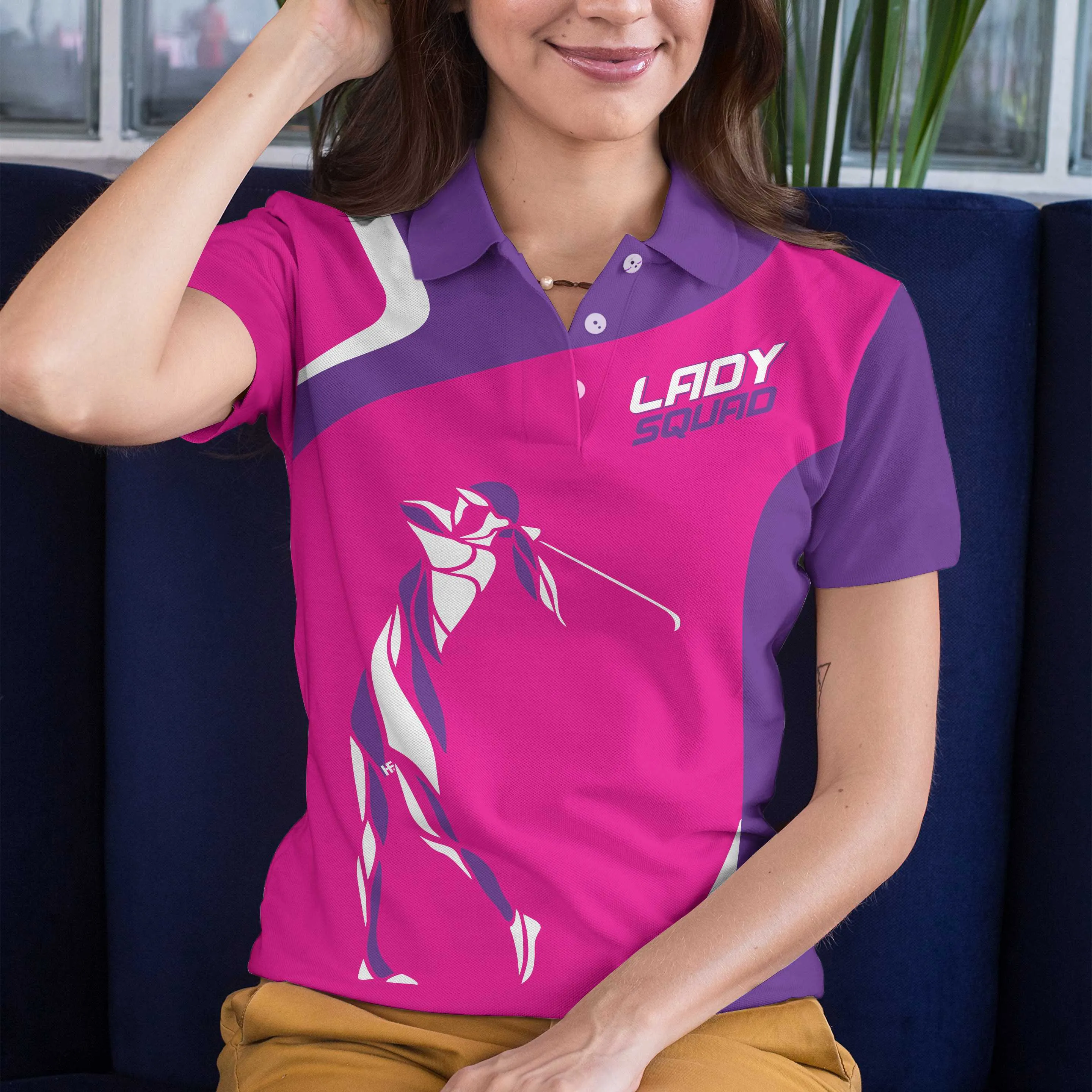 Girl Squad Golf Girl Short Sleeve Women Polo Shirt, Purple And Pink Golf Shirt For Ladies, Unique Female Golf Gift Coolspod