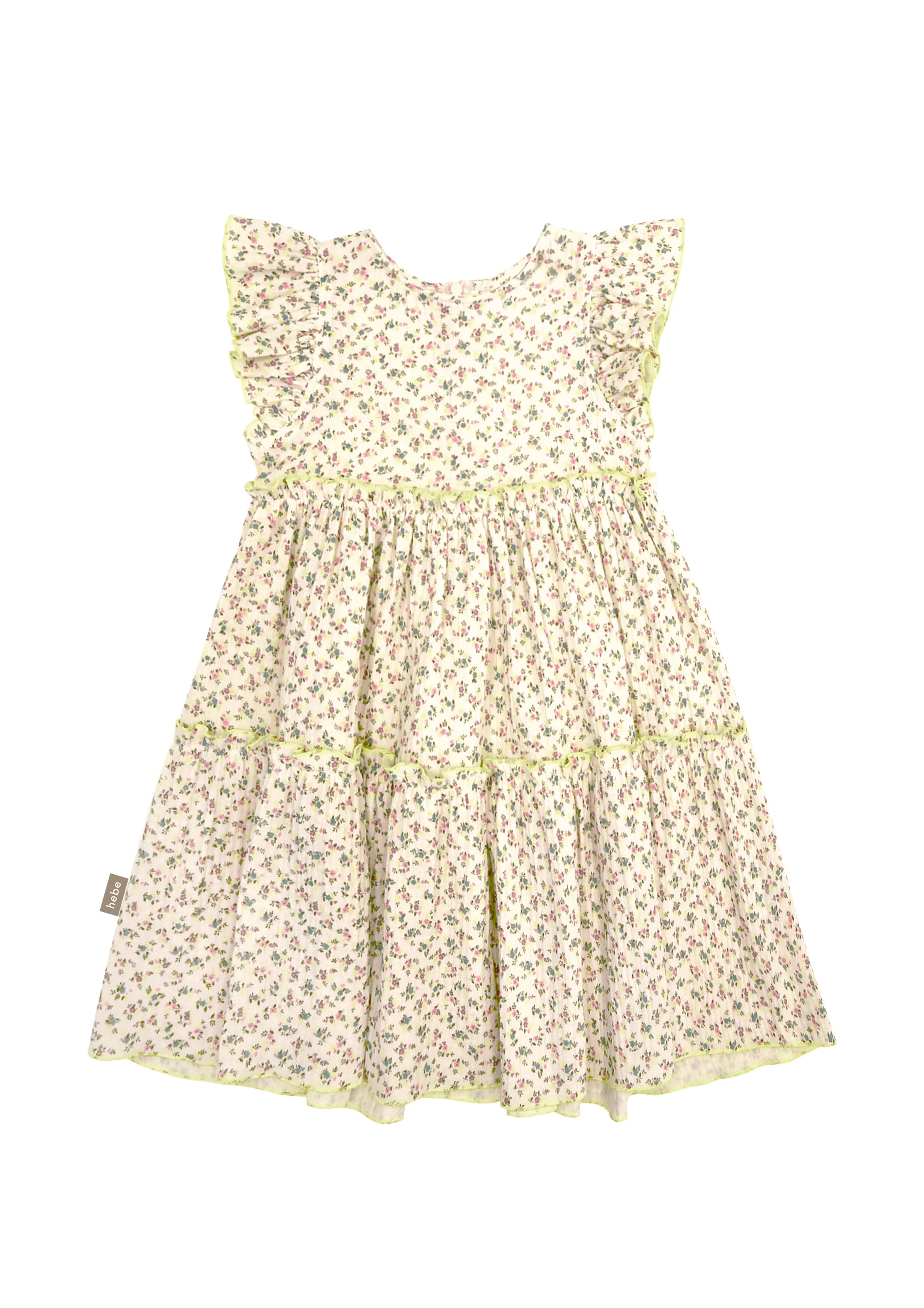 Girls Dress | Small Floral Print- Mint | Hebe