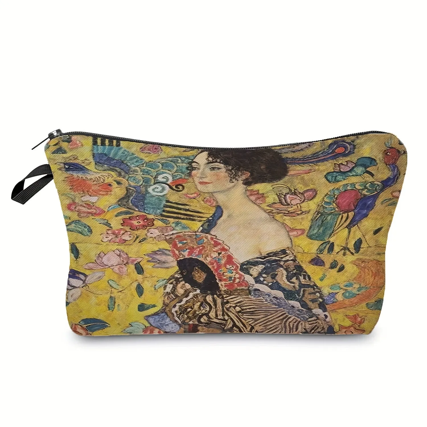 Golden Oil Painting Print Travel Toiletry Cosmetic Bag