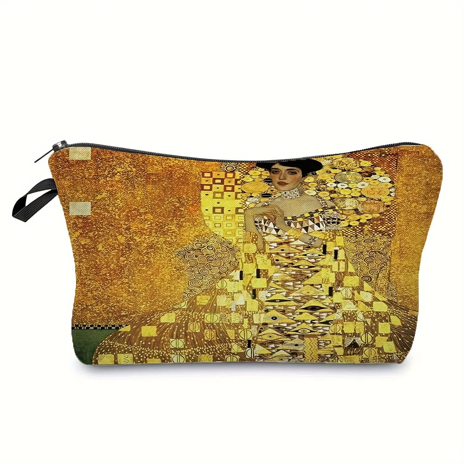 Golden Oil Painting Print Travel Toiletry Cosmetic Bag