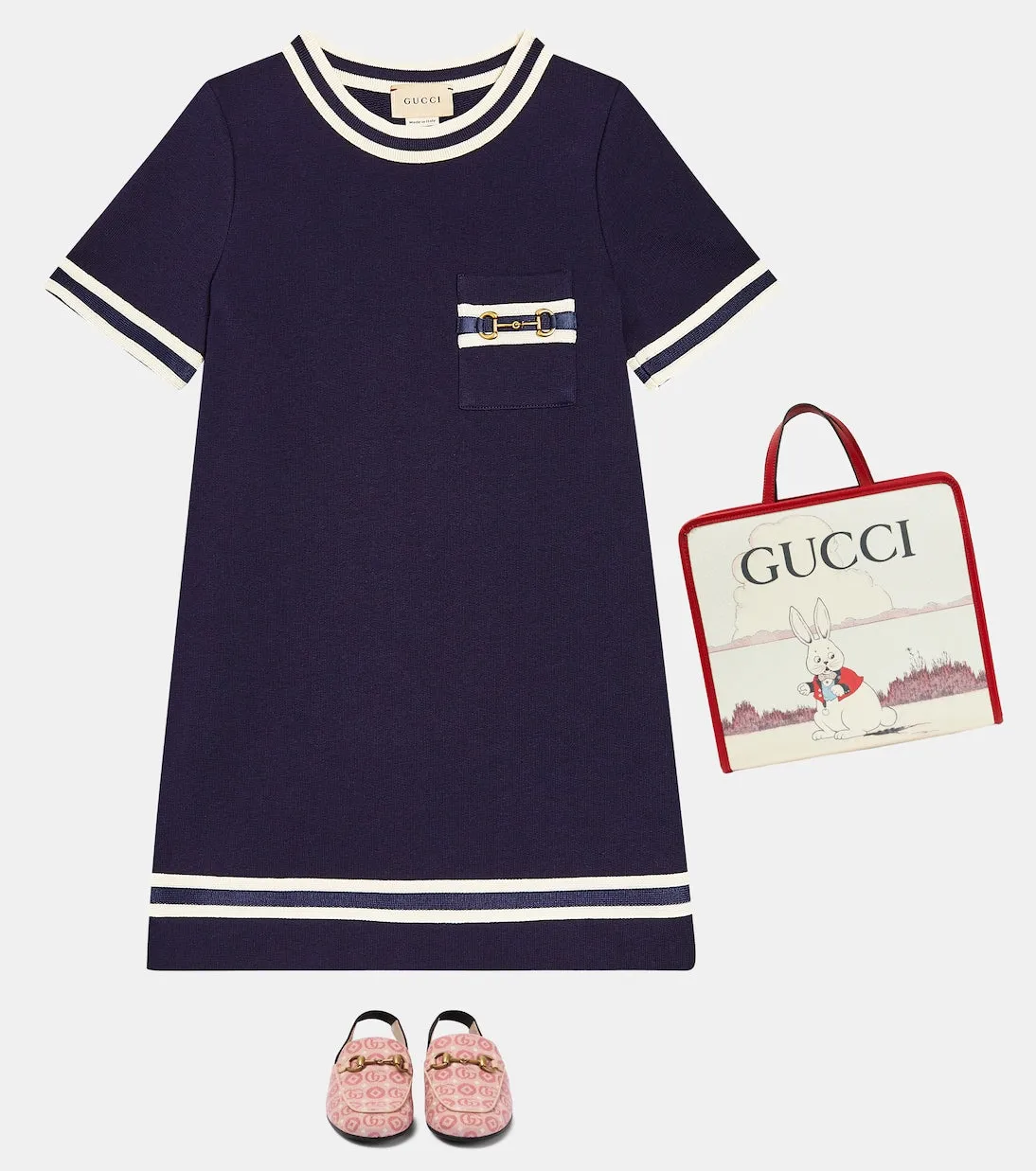 Gucci horsebit Gucci Kids cotton jersey dress, multicolor