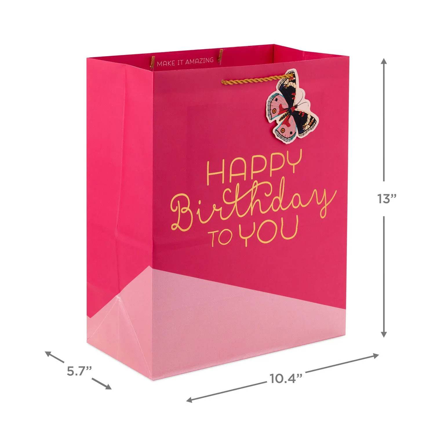 Hallmark 13'' Happy Birthday on Pink Large Gift Bag