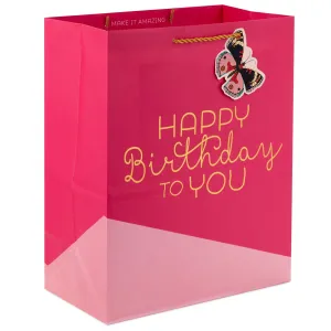 Hallmark 13'' Happy Birthday on Pink Large Gift Bag