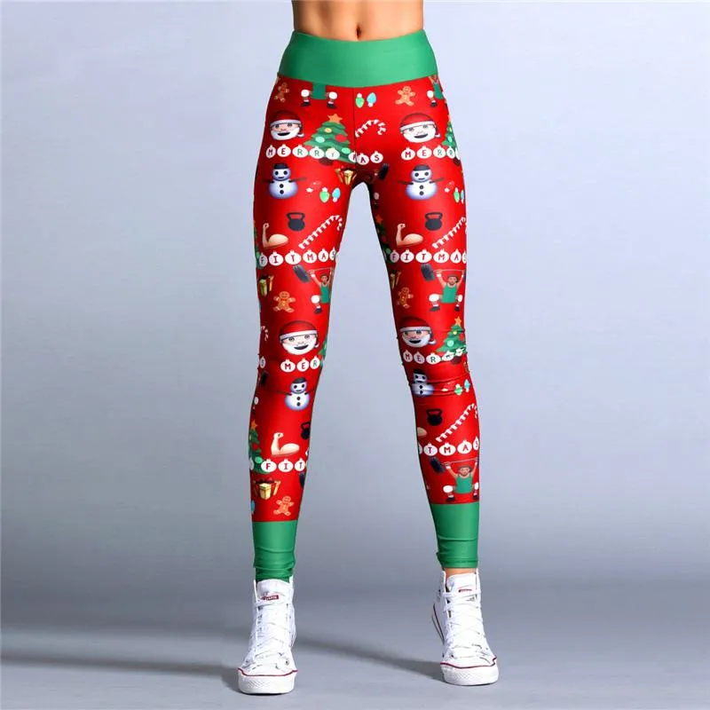 Herringbone Elasticity Christmas Fitness Yoga Sports Sports Leggings