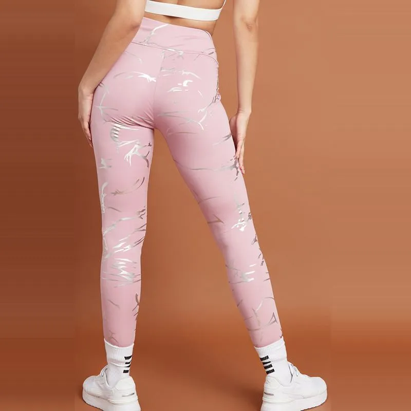 High-Waisted Offset Printing Print Fitness Yoga Sports Running Sports Leggings