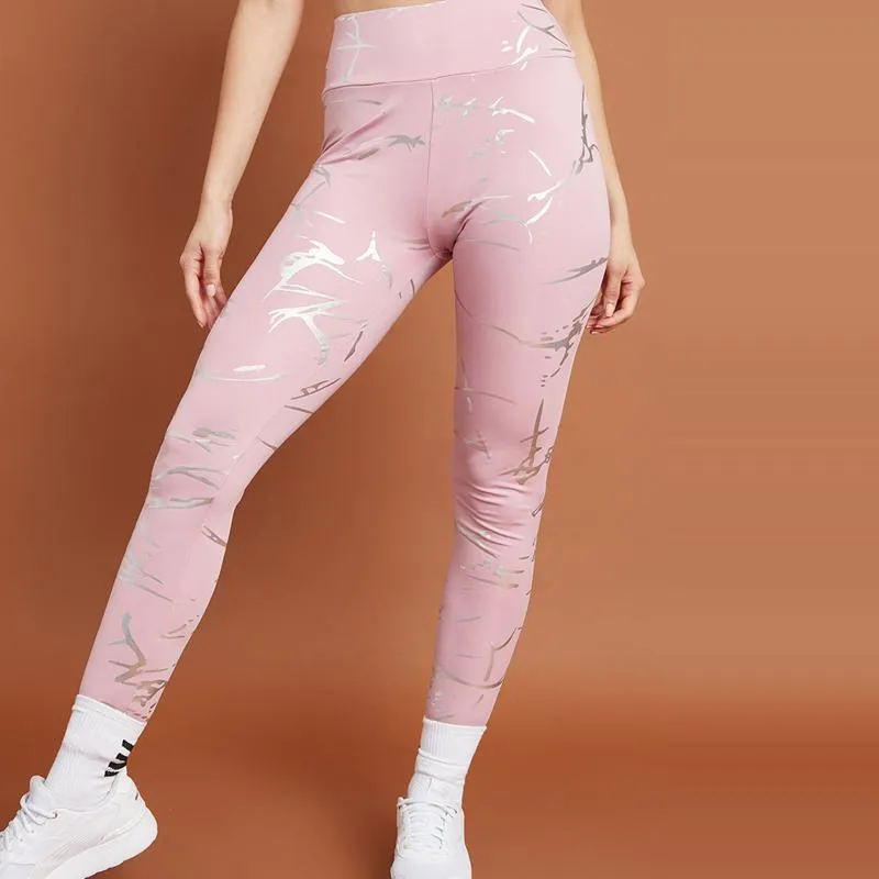 High-Waisted Offset Printing Print Fitness Yoga Sports Running Sports Leggings