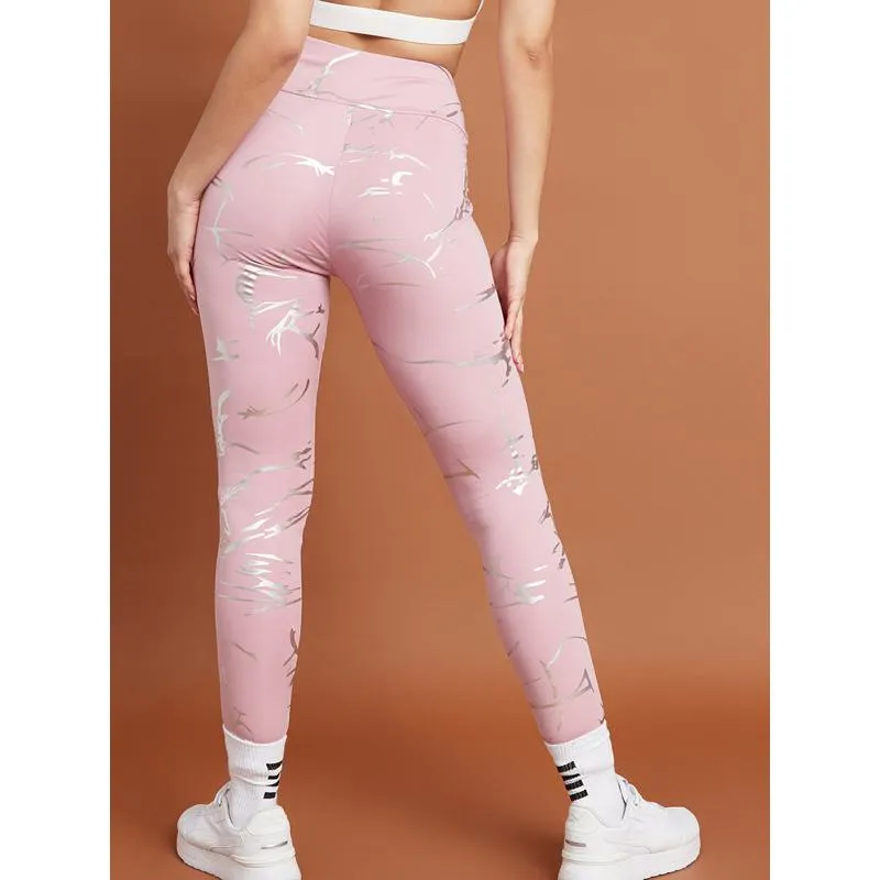 High-Waisted Offset Printing Print Fitness Yoga Sports Running Sports Leggings