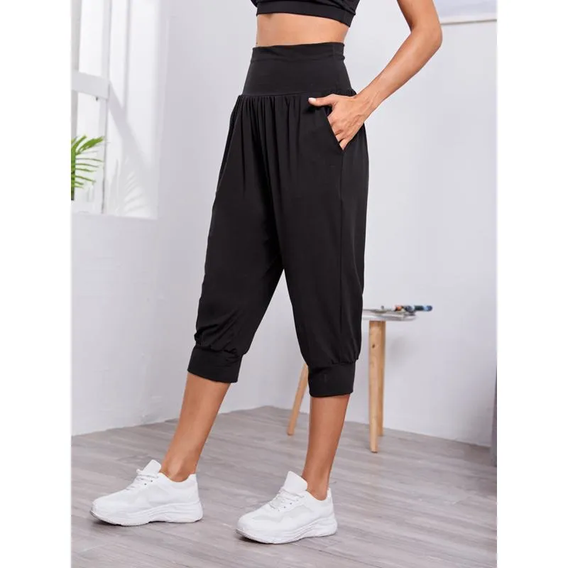 High-Waisted Pocket Loose Fit Yoga Running Multi-Color Sports Pants