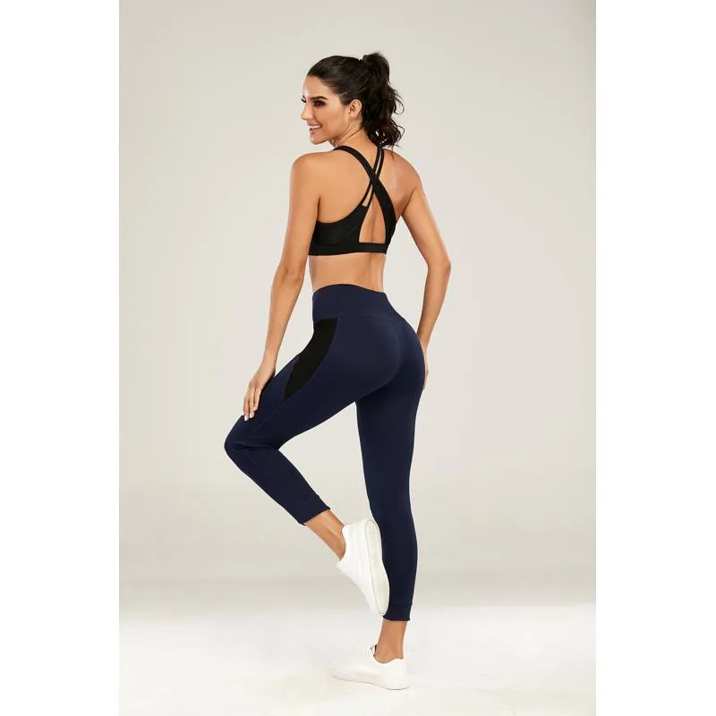 High-Waisted Quick-Drying Yoga Tight-Fitting Running Fitness Hip-Hugging Peach Skin Patchwork Sports Leggings