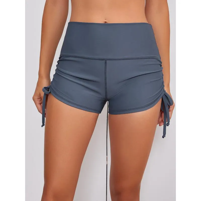 High-Waisted Yoga Tie Tight-Fitting Running Fitness Capable Peach Skin Sports Shorts