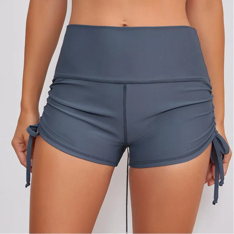 High-Waisted Yoga Tie Tight-Fitting Running Fitness Capable Peach Skin Sports Shorts