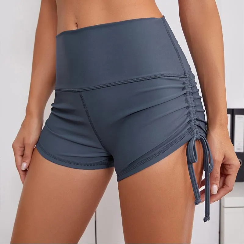 High-Waisted Yoga Tie Tight-Fitting Running Fitness Capable Peach Skin Sports Shorts