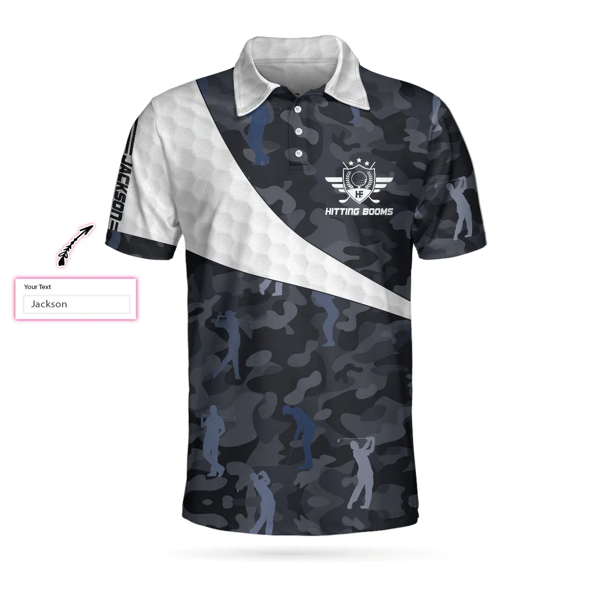 Hitting Booms Camo Pattern Custom Polo Shirt, Personalized Golf Pattern Polo Shirt, Best Golf Shirt For Men Coolspod