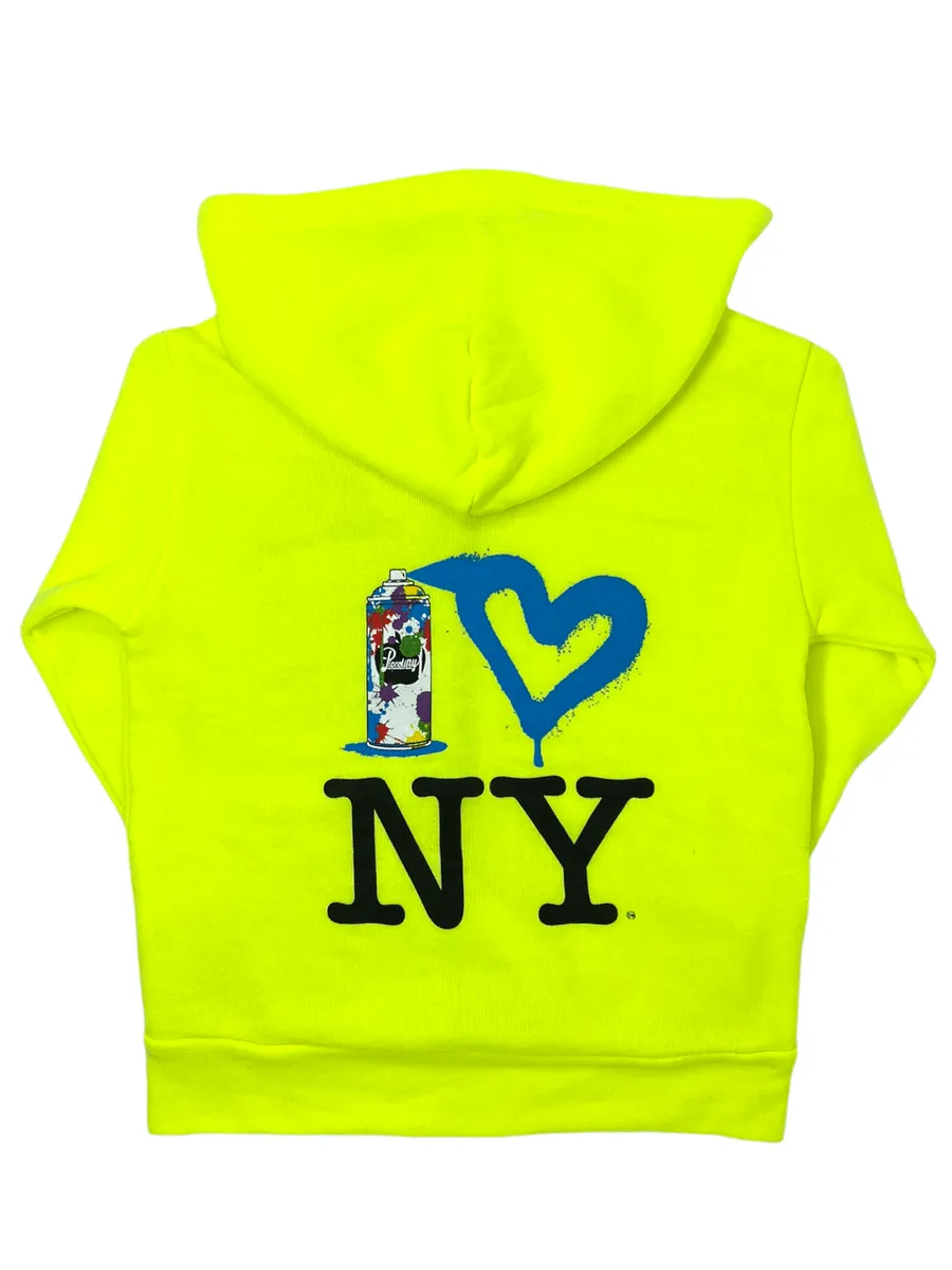 Hoodie | Neon Yellow Spray Paint Heart NY | PiccoliNY