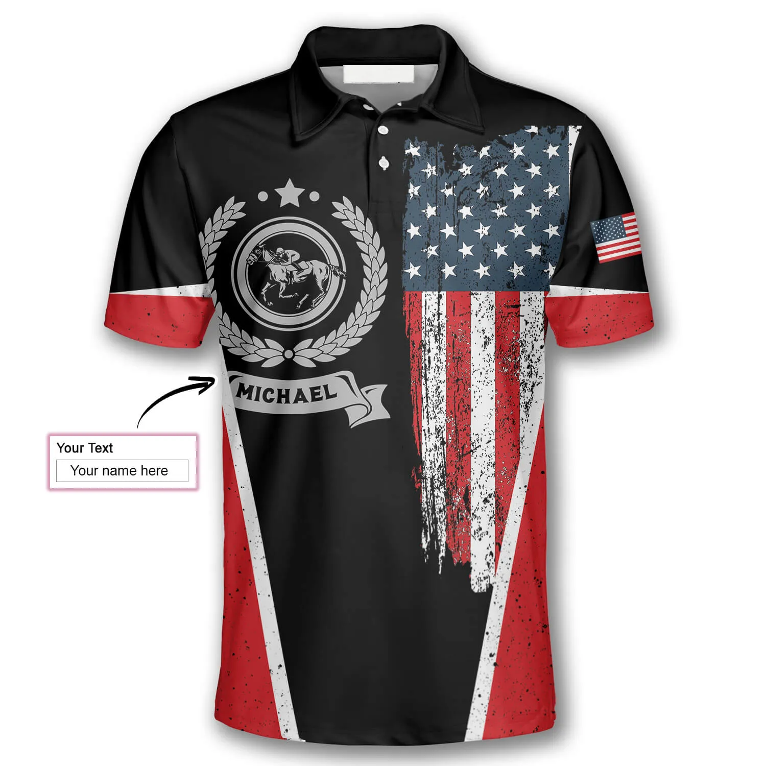 Horse Racing Vintage Flag Emblem Custom Equestrian Shirts for Men