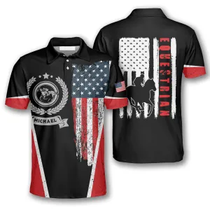 Horse Racing Vintage Flag Emblem Custom Equestrian Shirts for Men