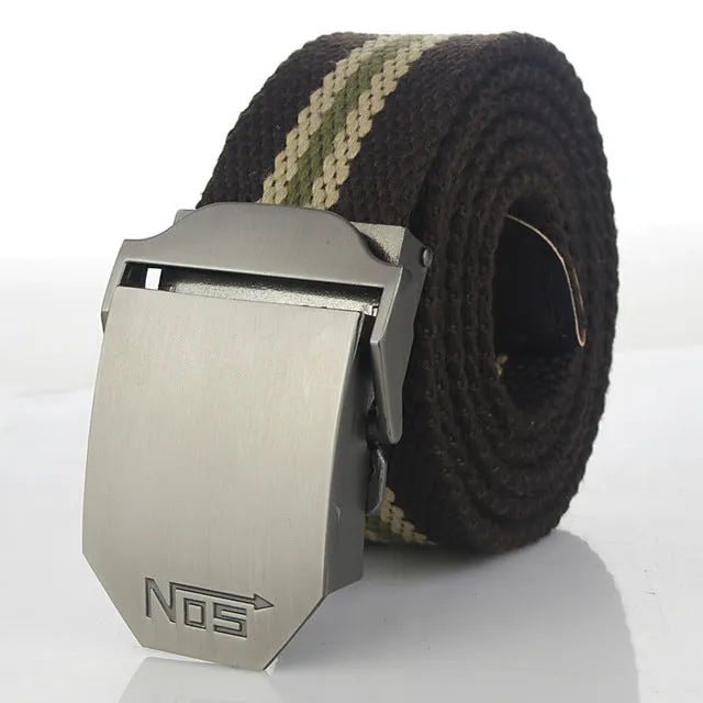 Hot male tactical belt Top quality 4 mm thick 3.8 cm wide canvas belt For men NO5 Automatic buckle Man extended 160 cm belts