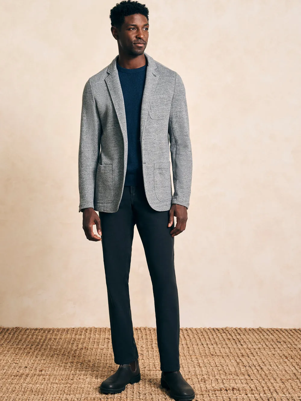 INLET KNIT BLAZER - DEEP NAVY MELANGE