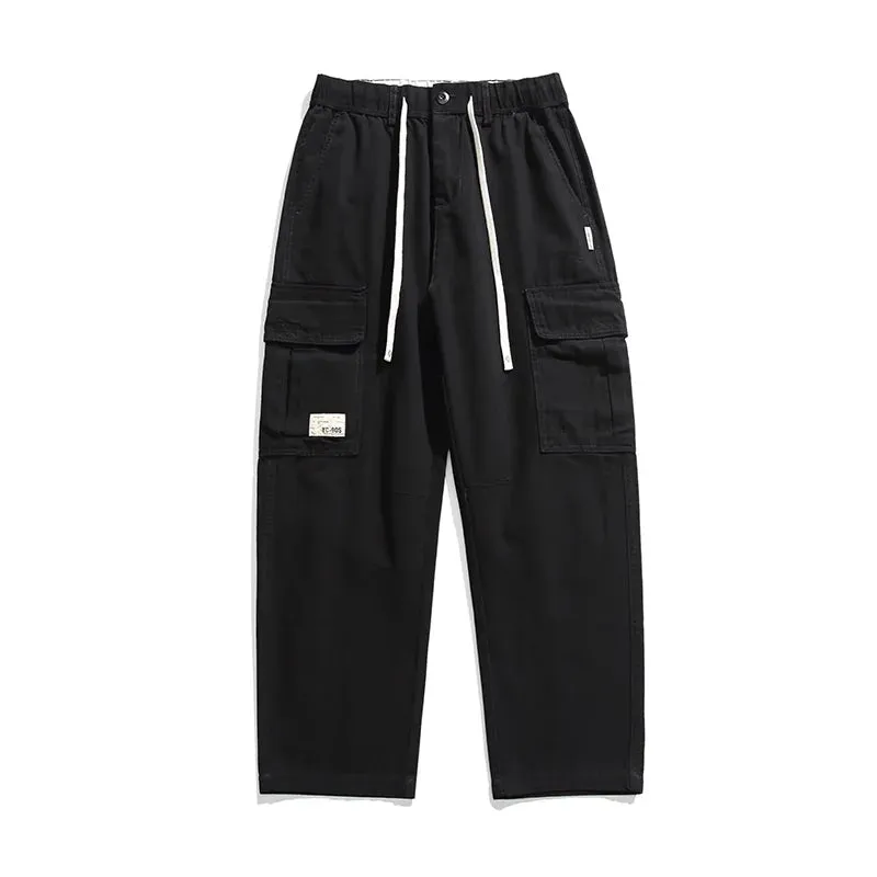 Japanese Streetwear Straight Pants - Casual Cargo Pants Army Green