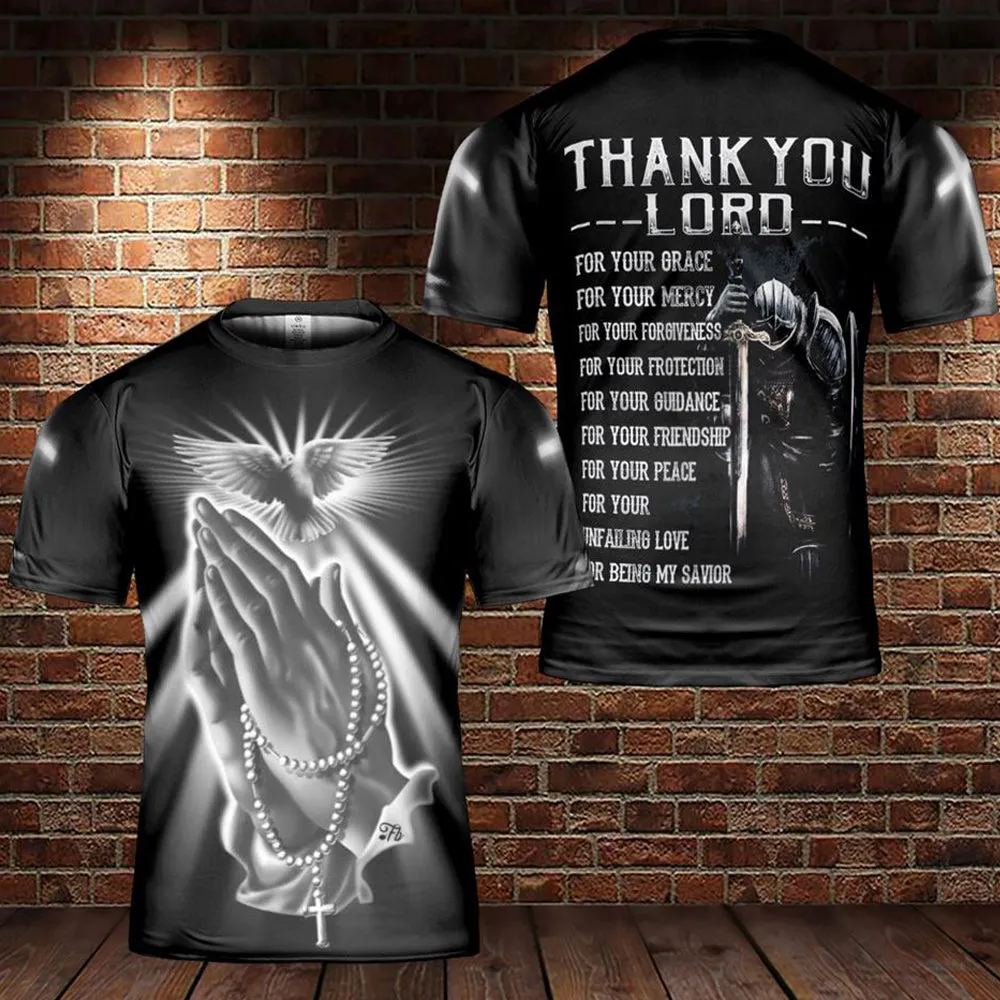 Jesus Thank You Lord 3d T Shirts - Christian Shirts For Men&Women