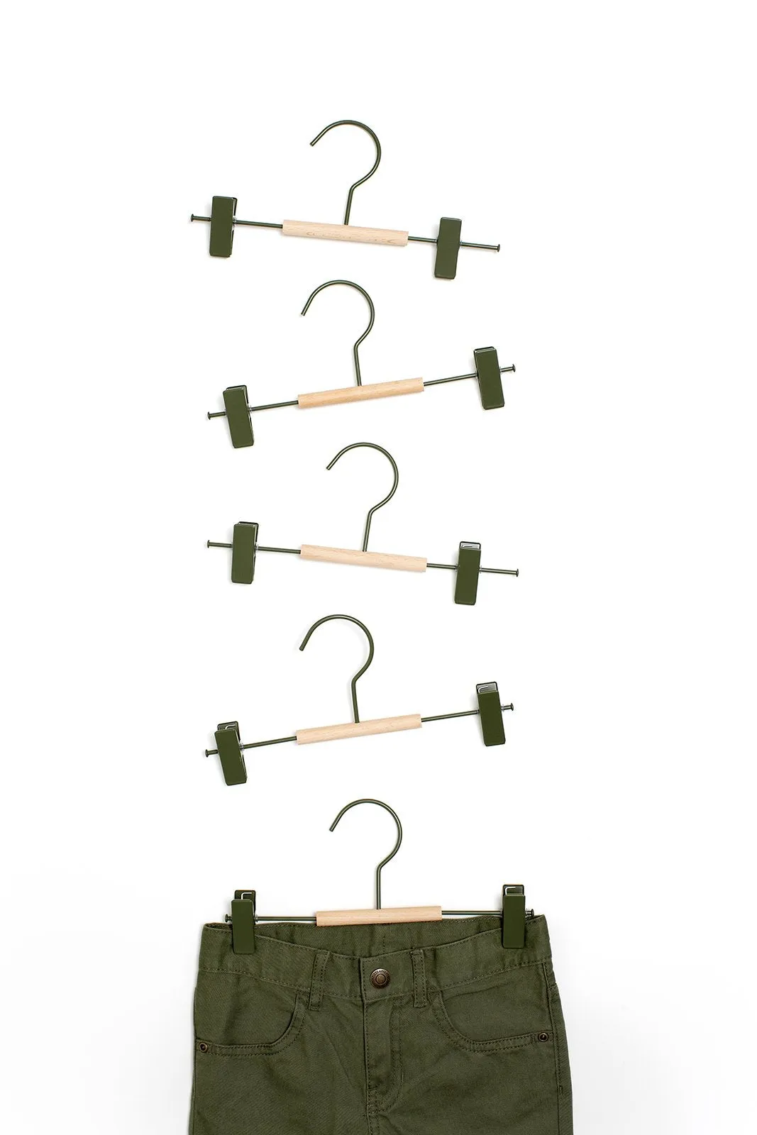 Kids Clip Hangers In Olive