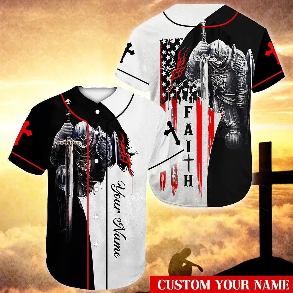 Knight Templar Believe And Have Faith Cross Custom Baseball Jersey - Personalized Jesus Baseball Jersey For Men and Women