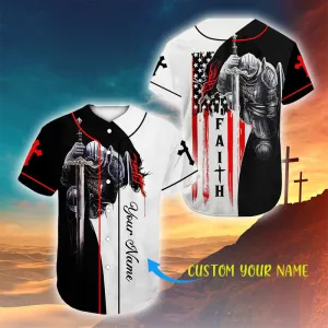 Knight Templar Believe And Have Faith Cross Custom Baseball Jersey - Personalized Jesus Baseball Jersey For Men and Women