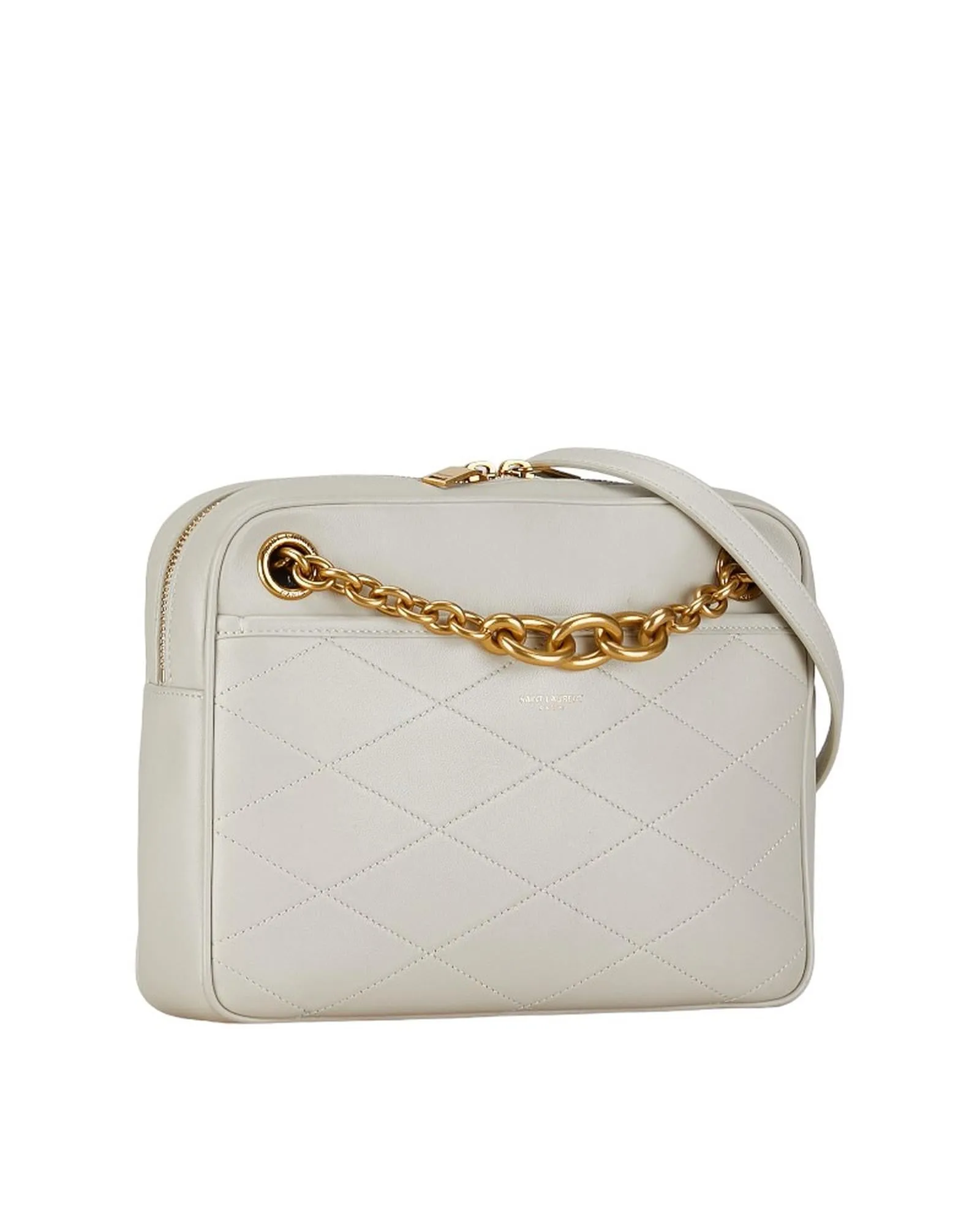 Leather Chain Bag in Grey by Yves Saint Laurent