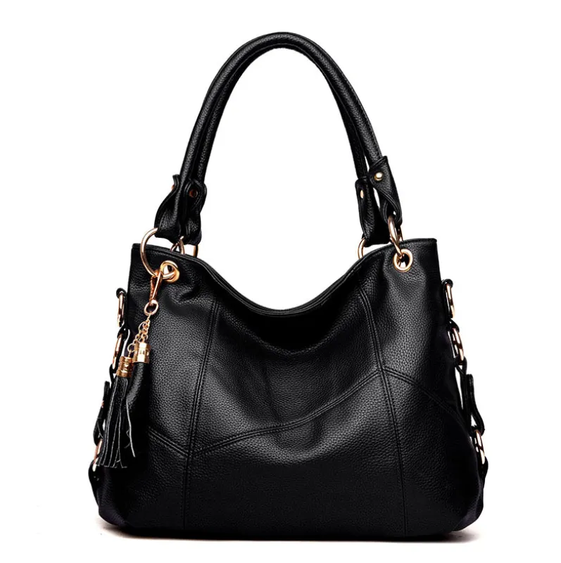 Leather tassel soft leather shoulder bag