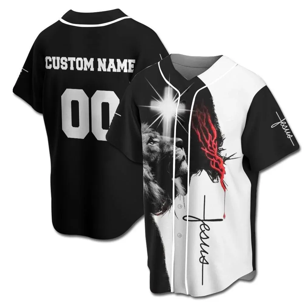 Lion Cross Custom Baseball Jersey - Personalized Jesus Baseball Jersey For Men and Women